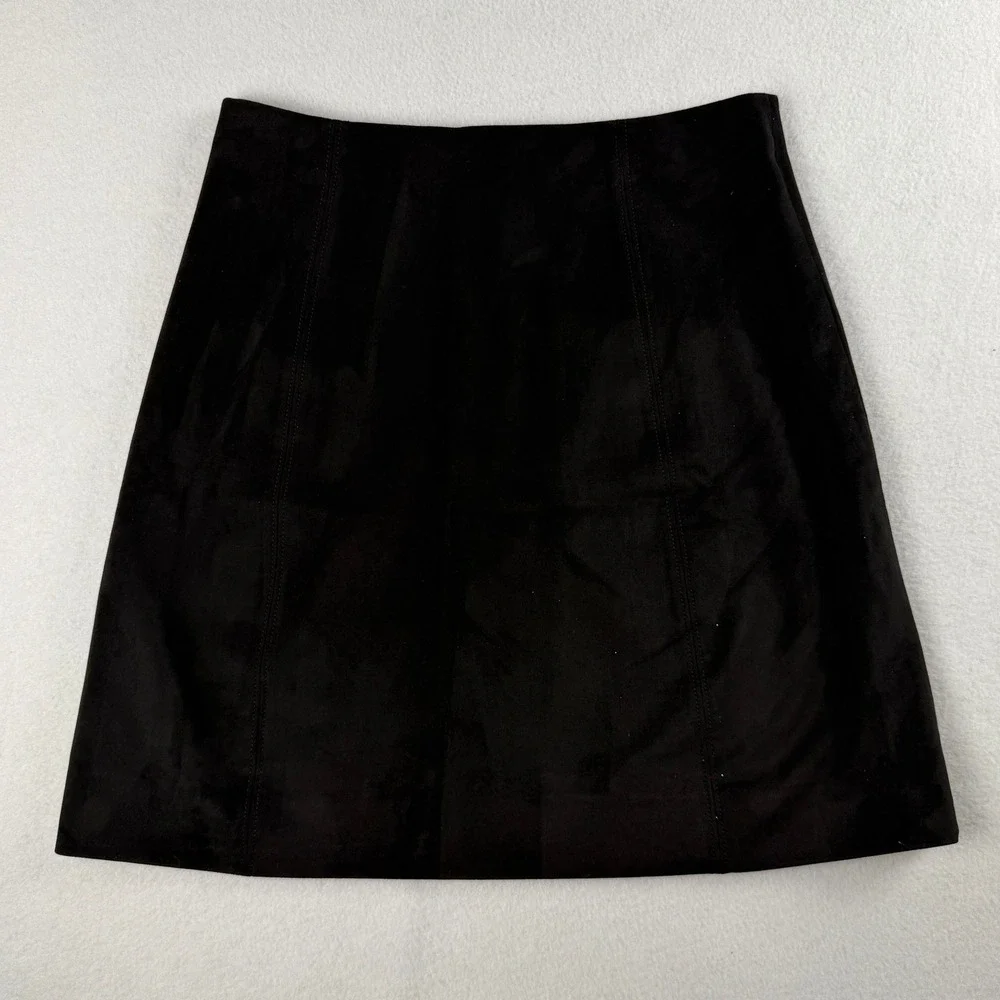 Babaton Women's Hopper Faux Suede Mini Skirt Black Sz 4